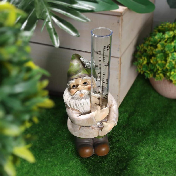 Trinx Resin Gnome Rain Gauges, Resin Gnome Garden Statue With A Plastic